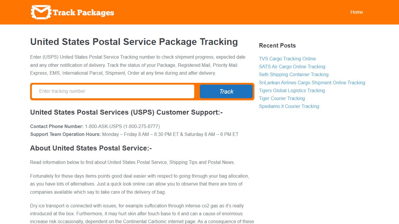 United States Postal Service Package Tracking - Delivery Track